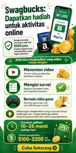 Swagbucks: Dapatkan $100-$200 per bulan dengan menonton video, mengisi survei, dan bermain game 10-25 menit sehari